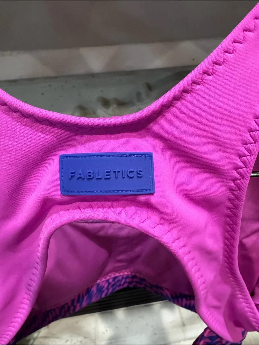 Fabletics Magenta & Violet Optical-Print Sport Reversible Bikini Set